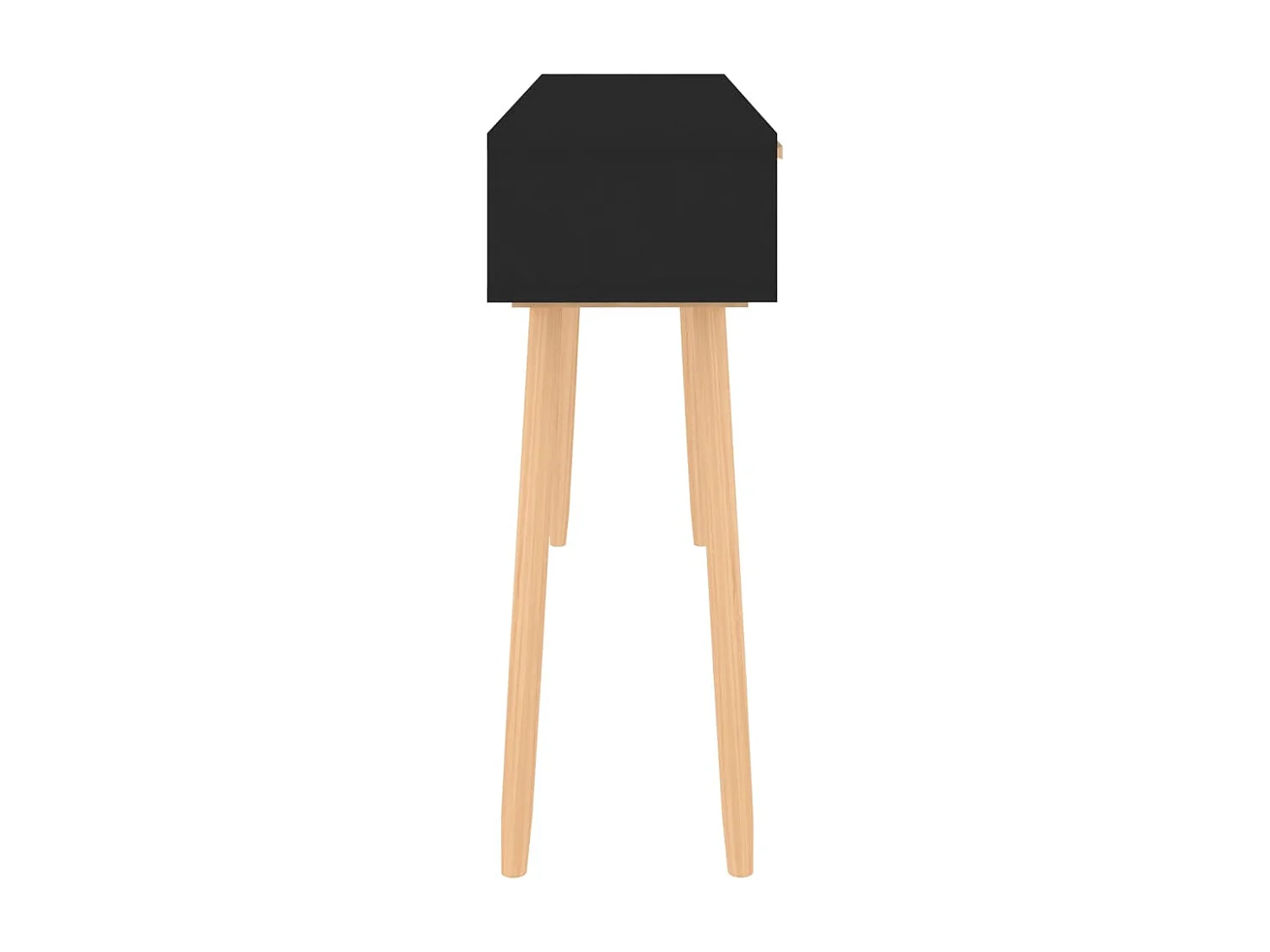 Table console Noir 105x30x75 cm Bois massif pin /rotin naturel