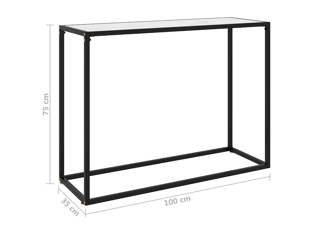Tavolo Consolle Bianco 100x35x75 cm in Vetro Temperato
