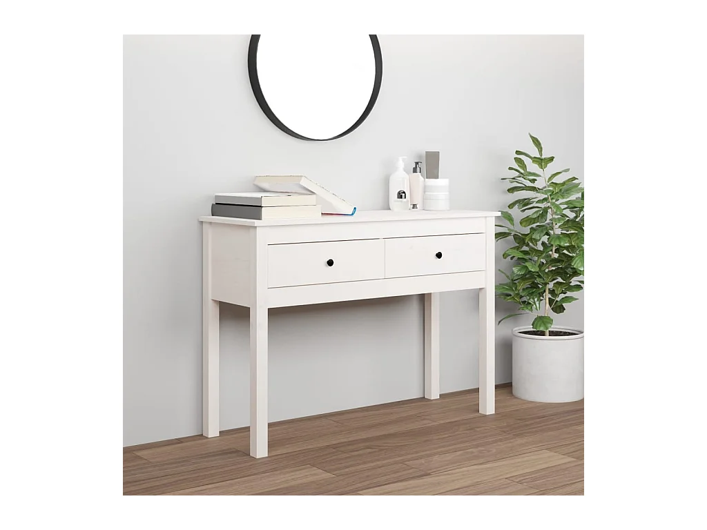Table console Blanc 100x35x75 cm Bois massif de pin
