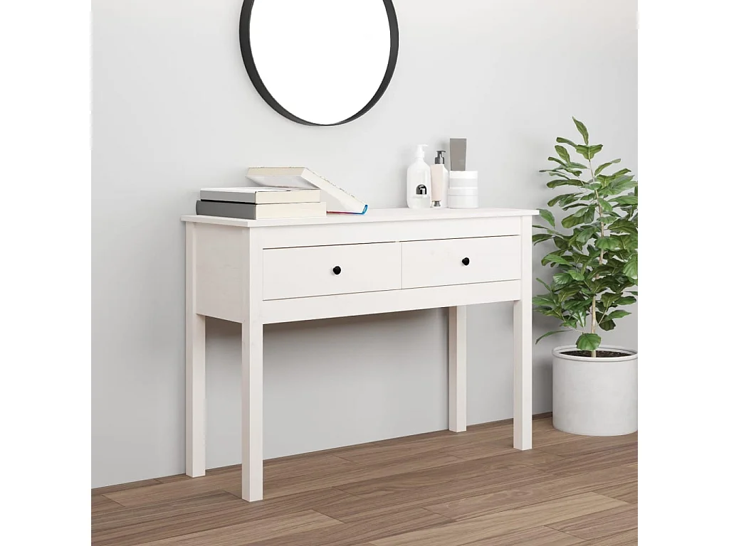 Wandtafel 100x35x75 cm massief grenenhout wit