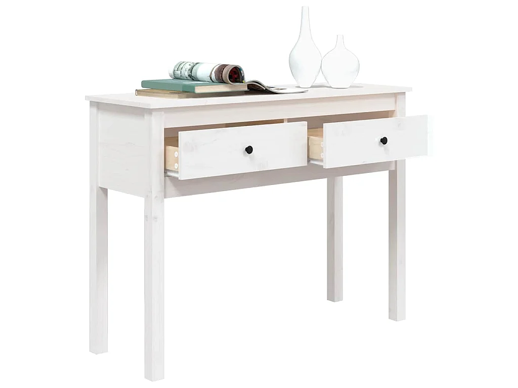 Wandtafel 100x35x75 cm massief grenenhout wit