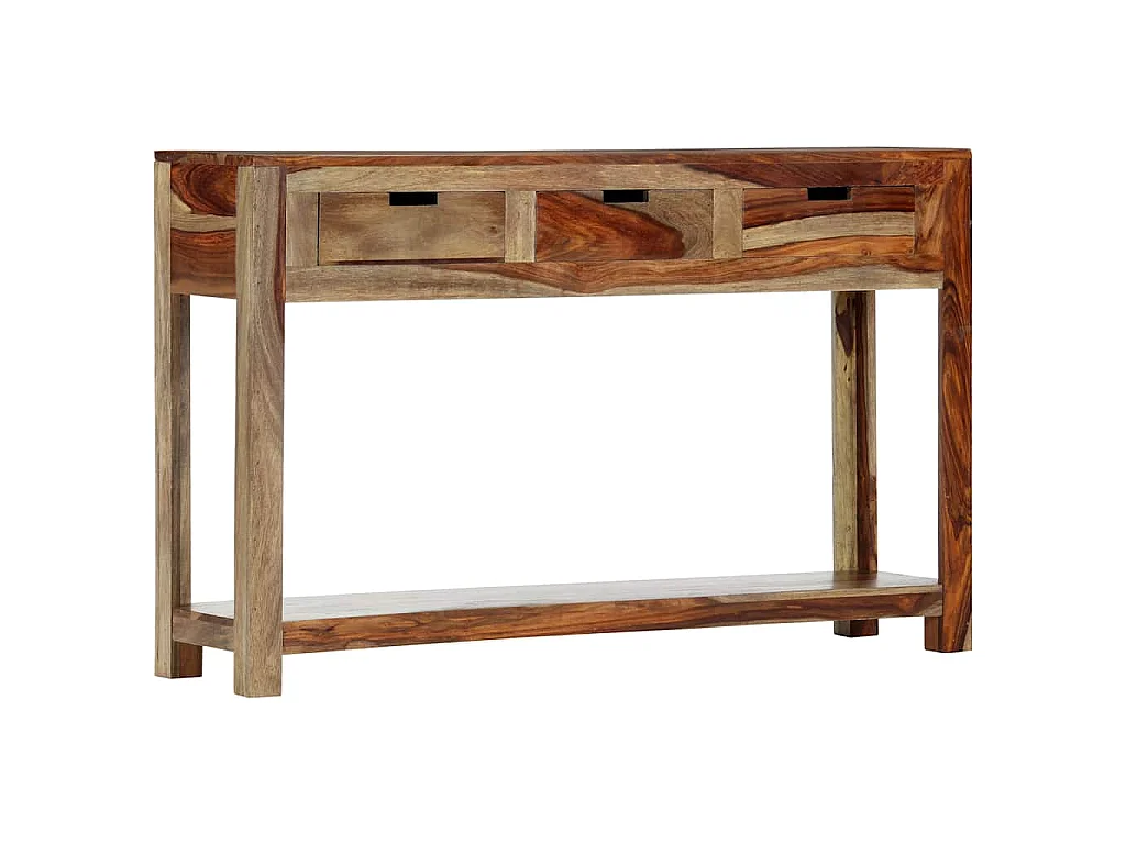 Table console avec 3 tiroirs 120x30x75 cm Bois massif