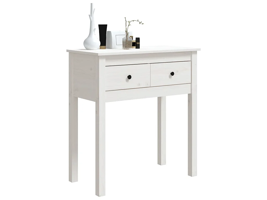 Table console Blanc 70x35x75 cm Bois massif de pin