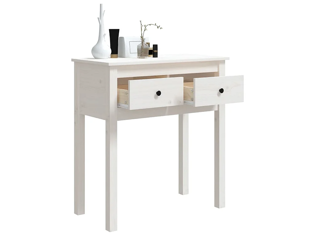 Table console Blanc 70x35x75 cm Bois massif de pin