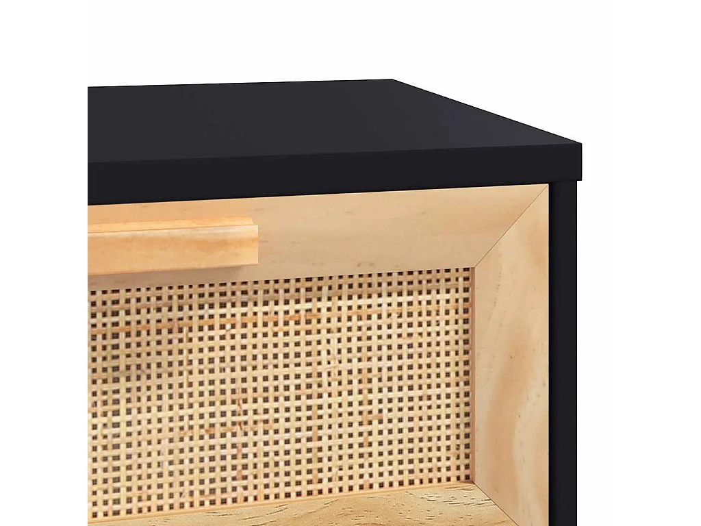 Wandtafel 80x30x75 cm massief grenenhout en natuurlijk rattan