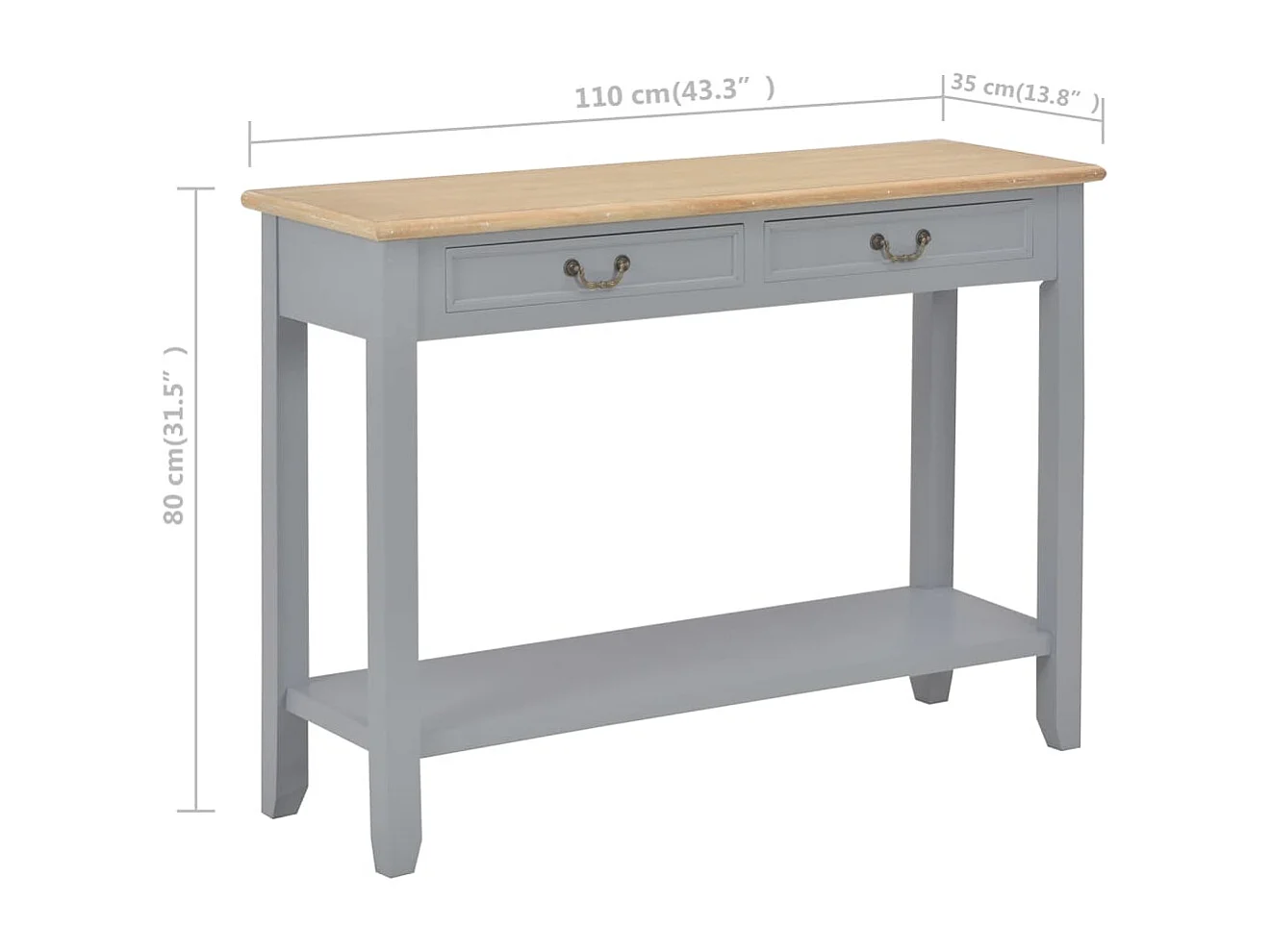 Table console Gris 110x35x80 cm Bois