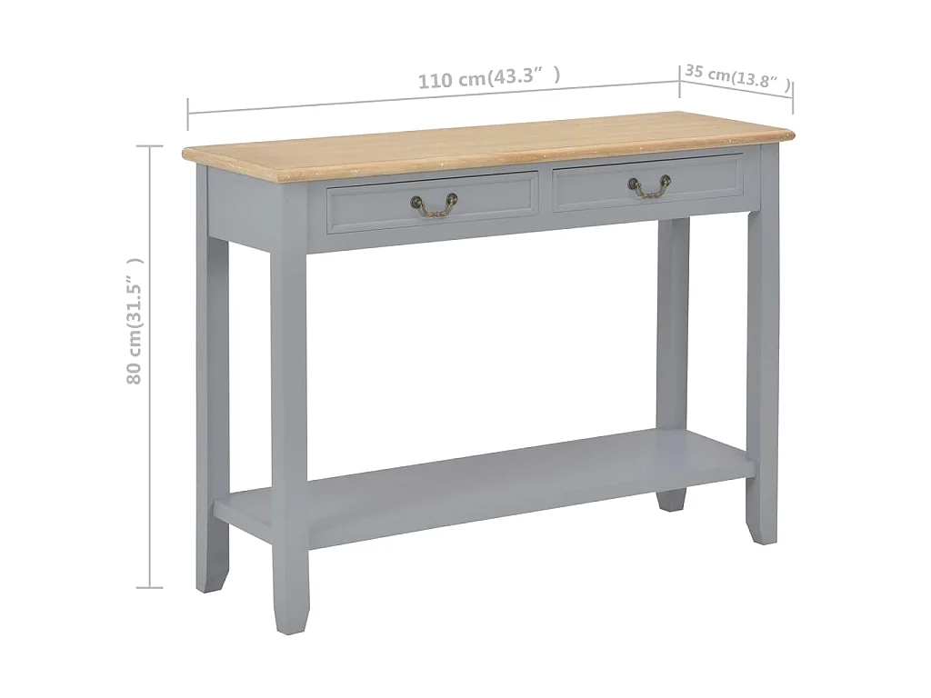 Table console Gris 110x35x80 cm Bois