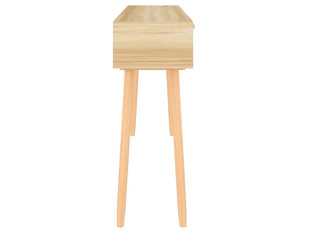 Table console Marron 105x30x75cm Bois massif pin /rotin naturel