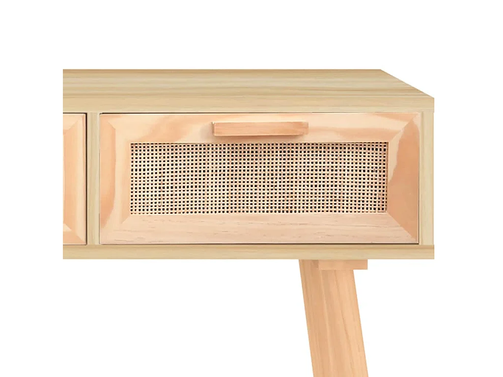 Table console Marron 105x30x75cm Bois massif pin /rotin naturel