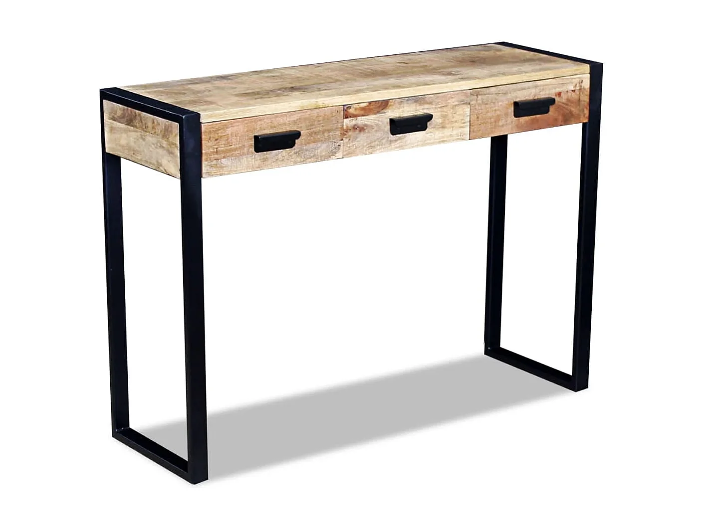 Mesa apoio 3 gavetas madeira de mangueira sólida 110x35x78 cm