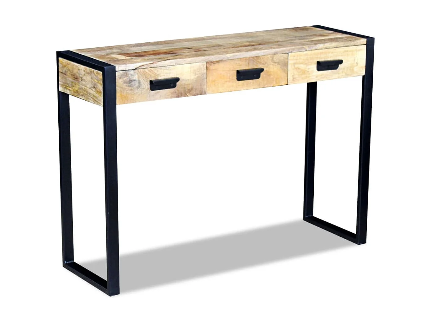 Mesa apoio 3 gavetas madeira de mangueira sólida 110x35x78 cm