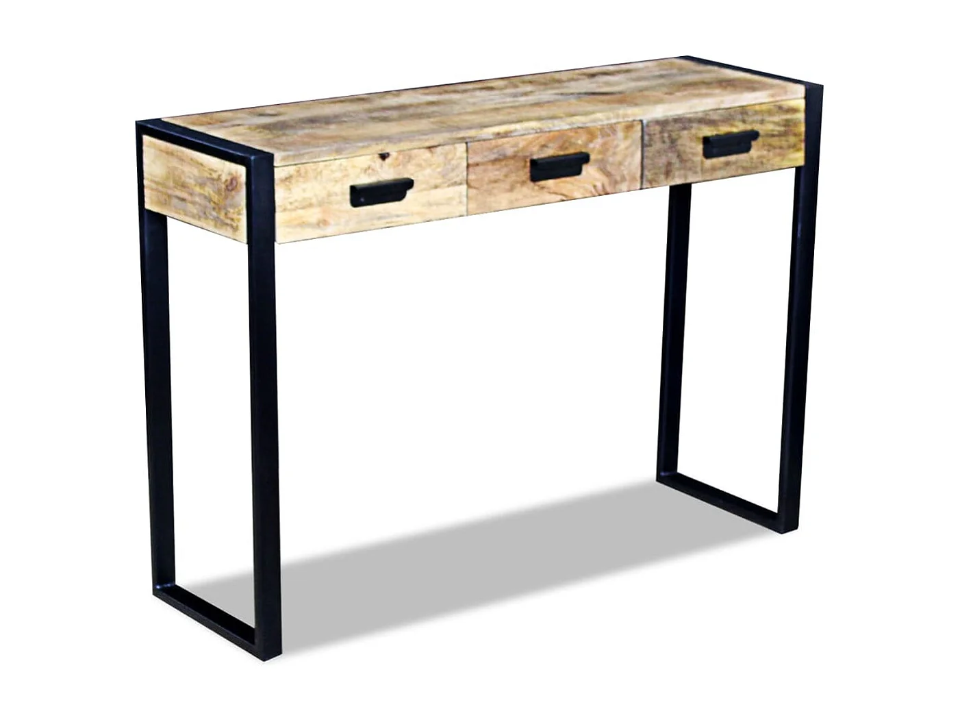 Mesa apoio 3 gavetas madeira de mangueira sólida 110x35x78 cm