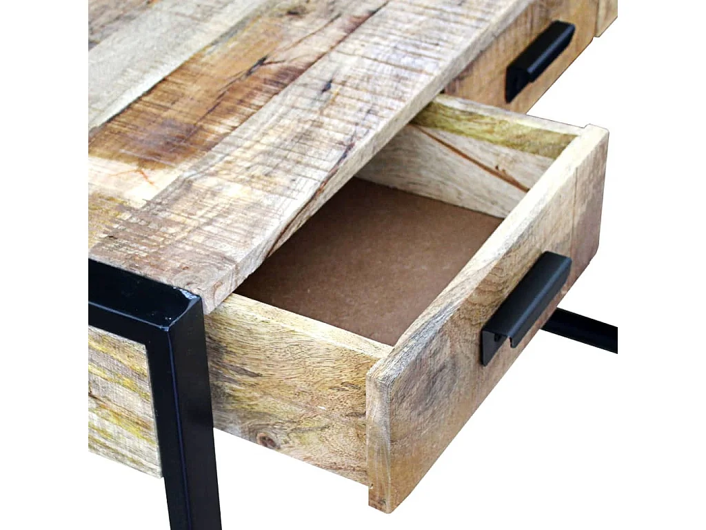 Mesa apoio 3 gavetas madeira de mangueira sólida 110x35x78 cm