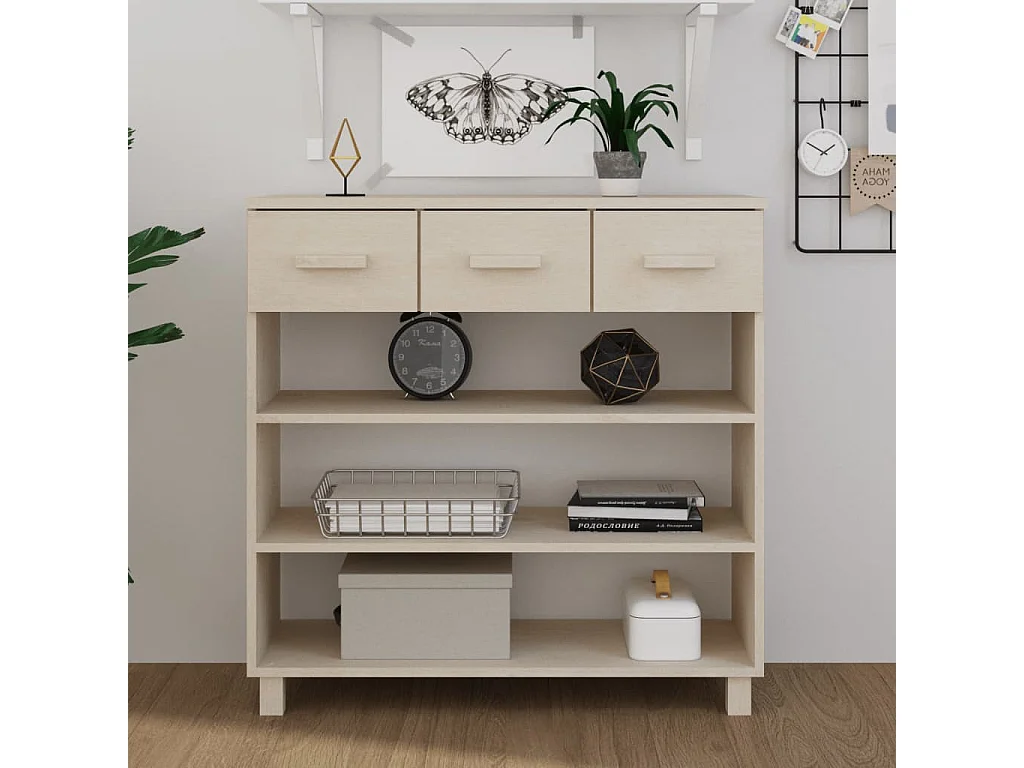 Konsolentisch HAMAR Honigbraun 90x35x90 cm Massivholz Kiefer