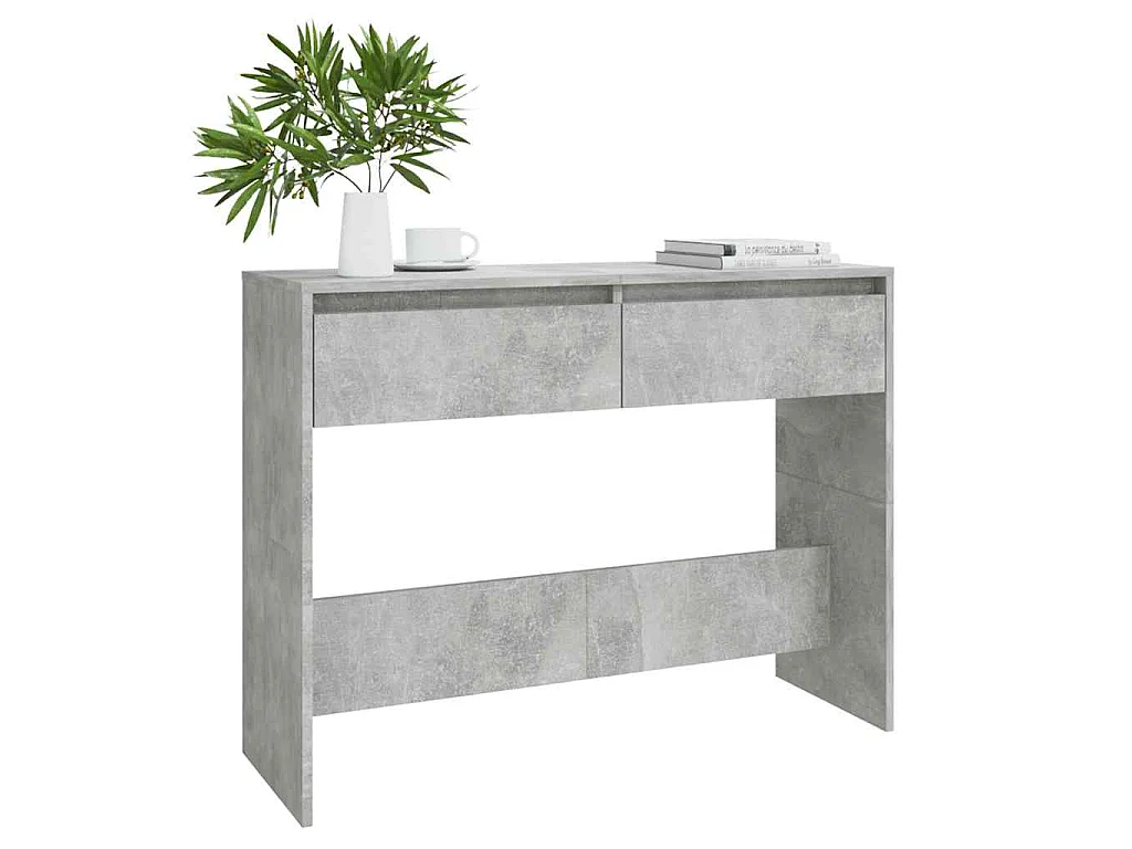 Table console gris béton 100x35x76,5 cm bois d'ingénierie