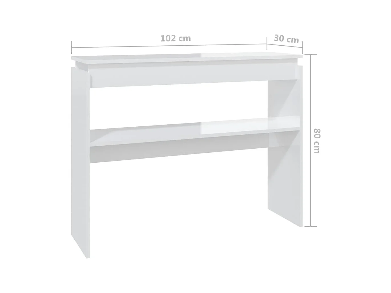 Table console blanc brillant 102x30x80 cm bois d'ingénierie