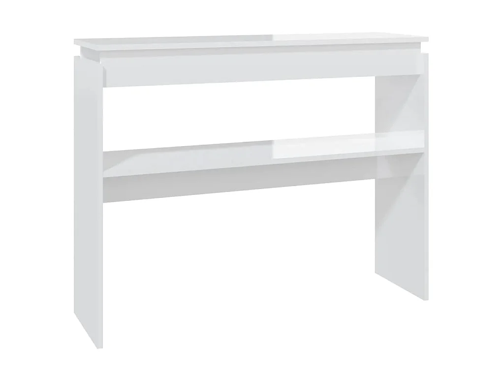 Table console blanc brillant 102x30x80 cm bois d'ingénierie