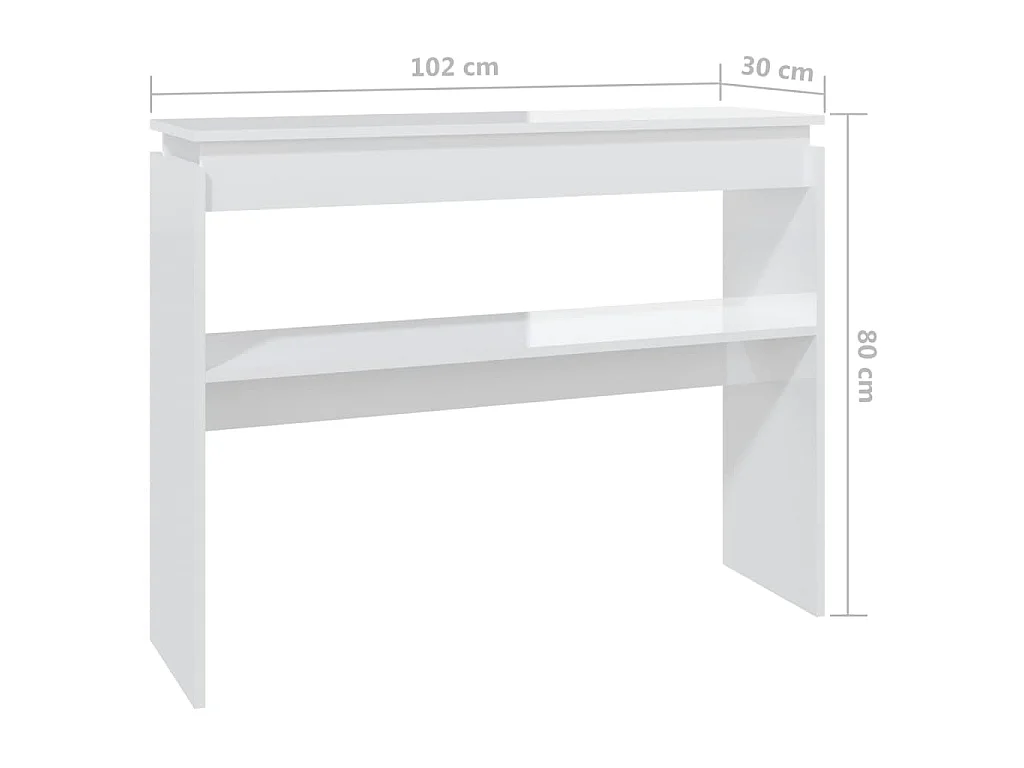Table console blanc brillant 102x30x80 cm bois d'ingénierie
