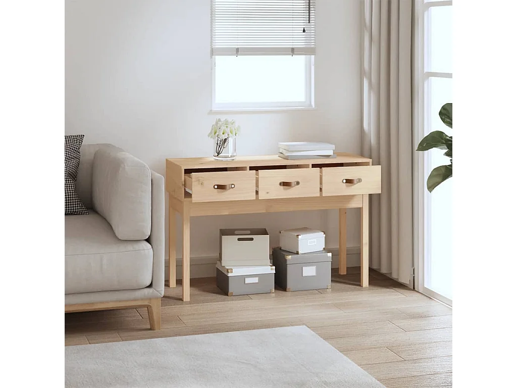 Mesa consola madera maciza de pino 114x40x75 cm
