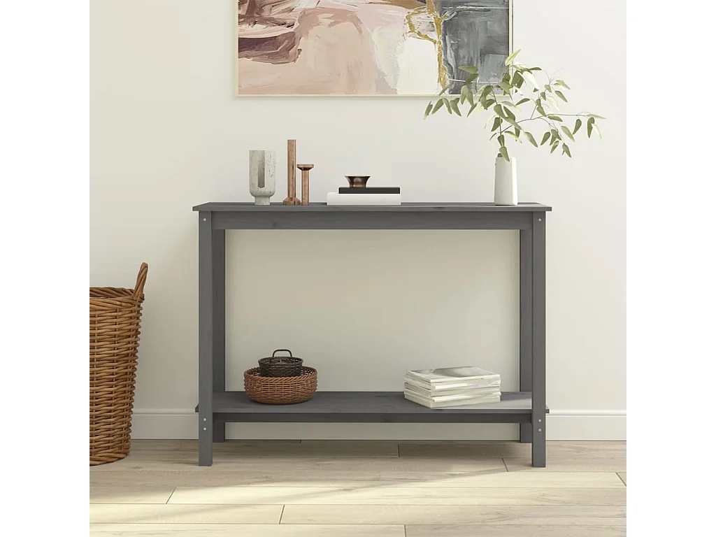 Table console Gris 110x40x80 cm Bois massif de pin