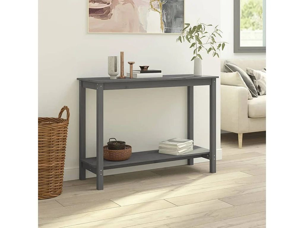 Table console Gris 110x40x80 cm Bois massif de pin