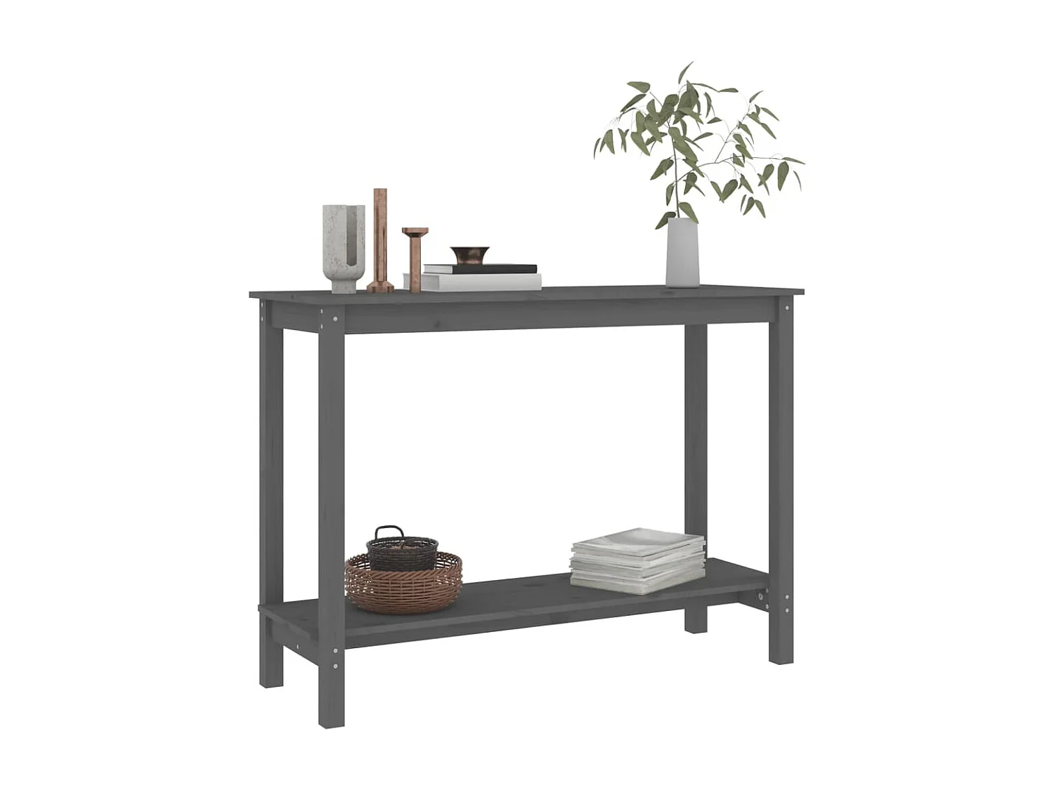 Table console Gris 110x40x80 cm Bois massif de pin