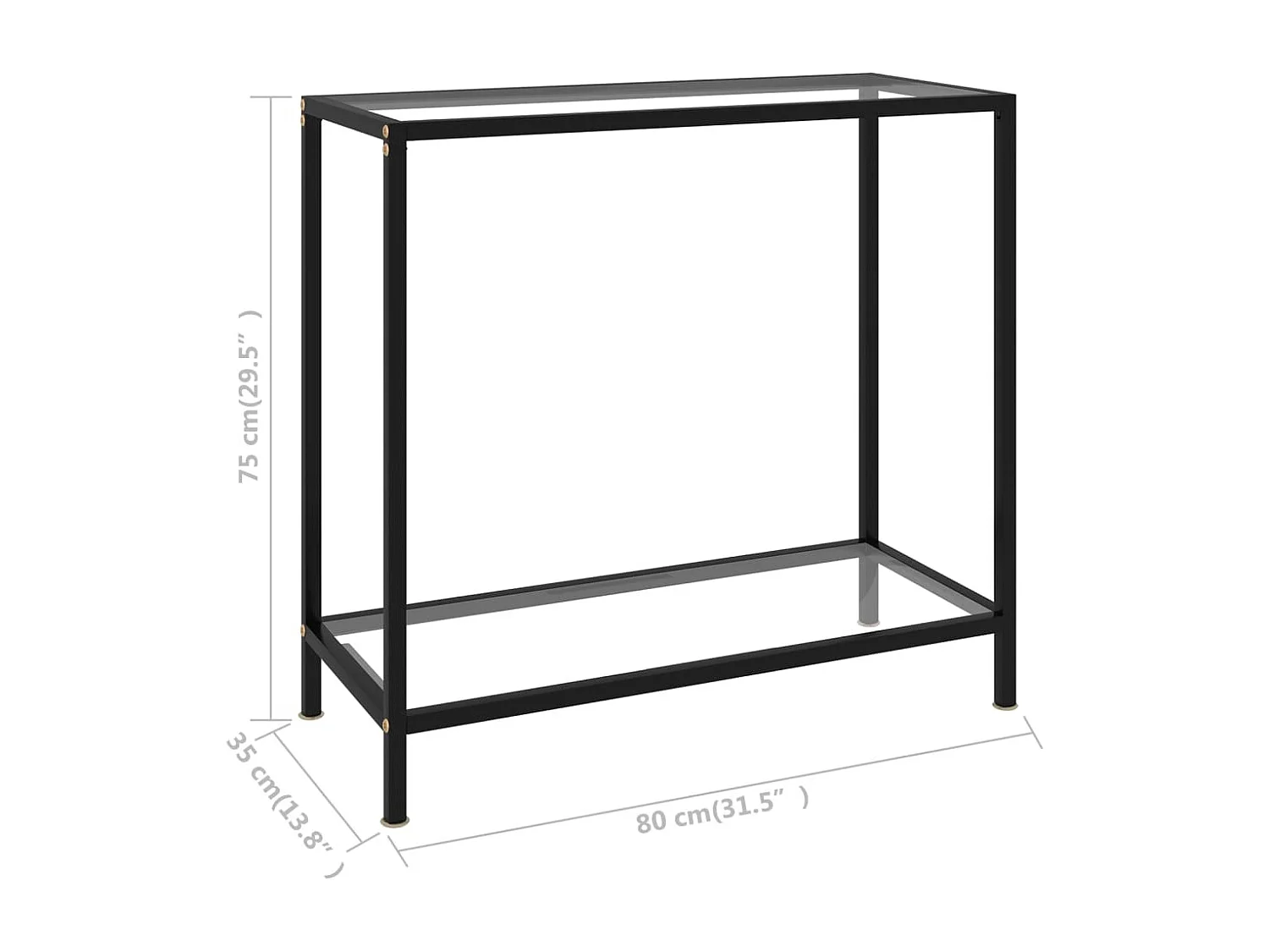Wandtafel 80x35x75 cm gehard glas transparant
