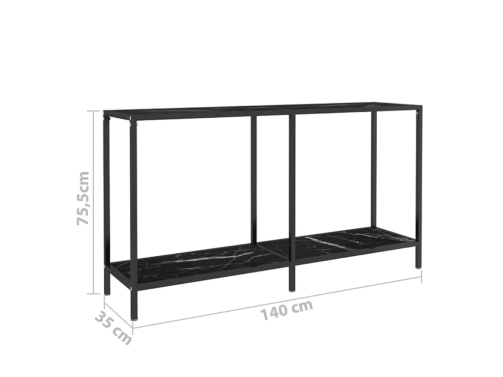 Mesa consola preto 140x35x75,5 cm vidro temperado