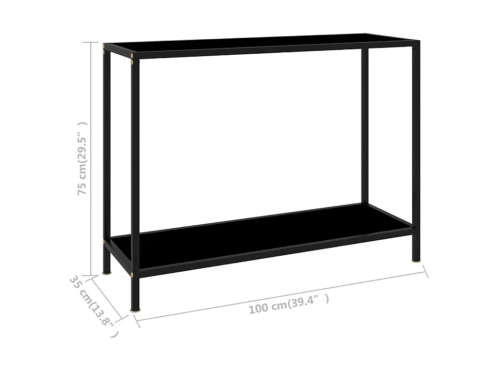 Tavolo Consolle Nero 100x35x75 cm in Vetro Temperato