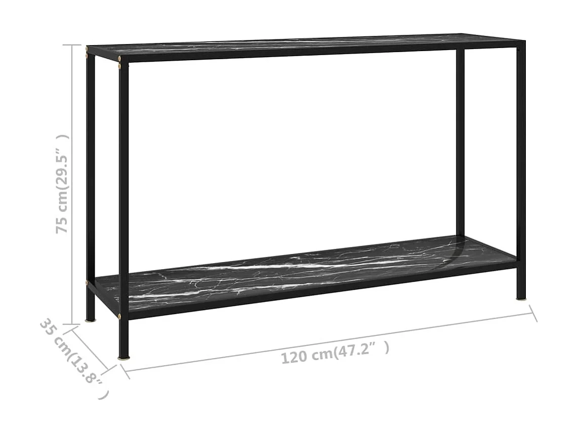 Table console Noir 120x35x75 cm Verre trempé