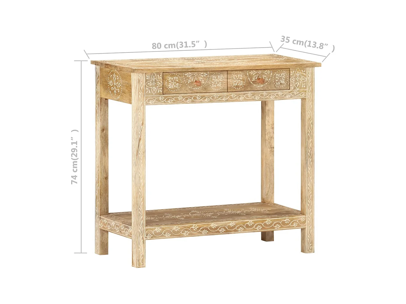 Table console 80x35x74 cm Bois de manguier massif