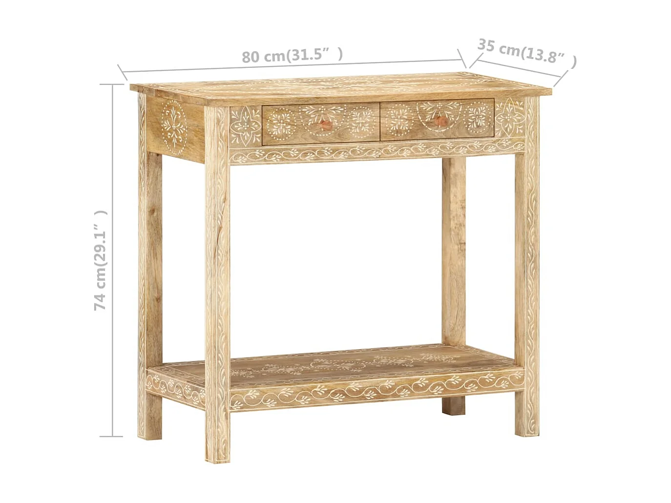 Table console 80x35x74 cm Bois de manguier massif