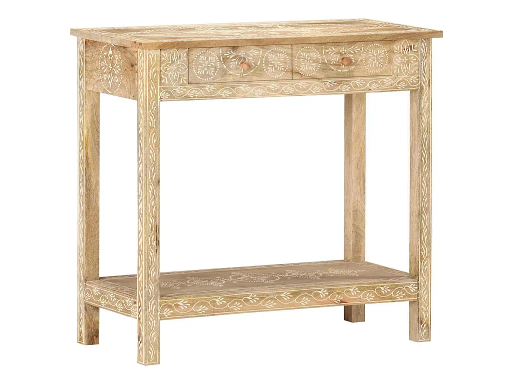 Tavolo Consolle 80x35x74 cm in Legno Massello di Mango