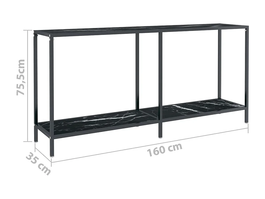 Table console Noir 160x35x75,5 cm Verre trempé