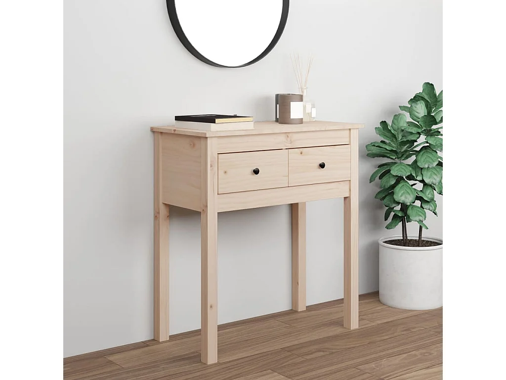 Mesa consola madera maciza de pino 70x35x75 cm