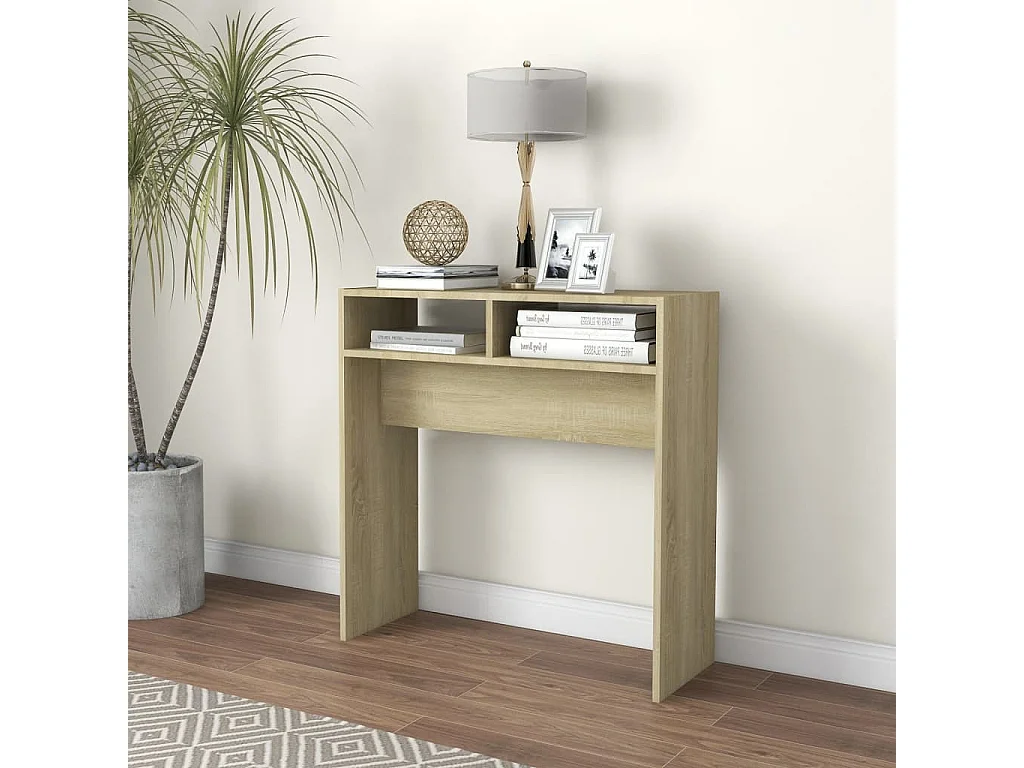 Table console chêne sonoma 78x30x80 cm bois d'ingénierie