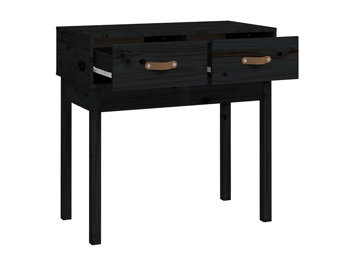 Table console Noir 76,5x40x75 cm Bois massif de pin