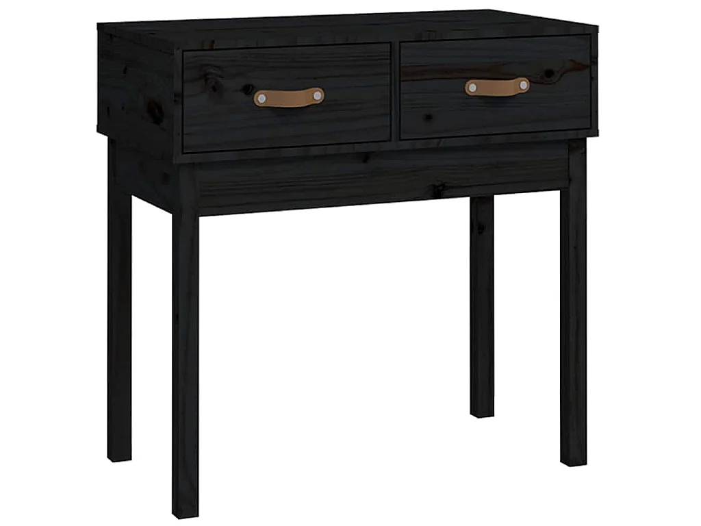 Tavolo Consolle Nero 76,5x40x75 cm in Legno Massello di Pino