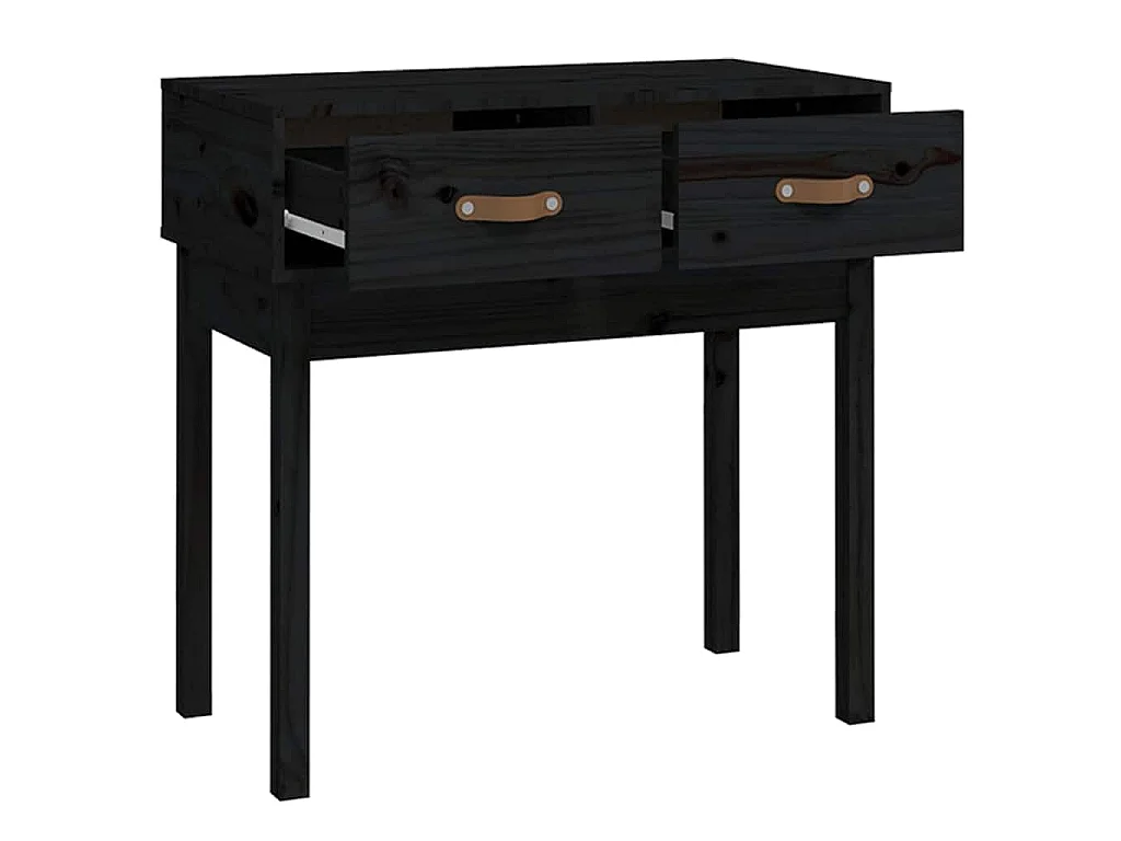 Tavolo Consolle Nero 76,5x40x75 cm in Legno Massello di Pino