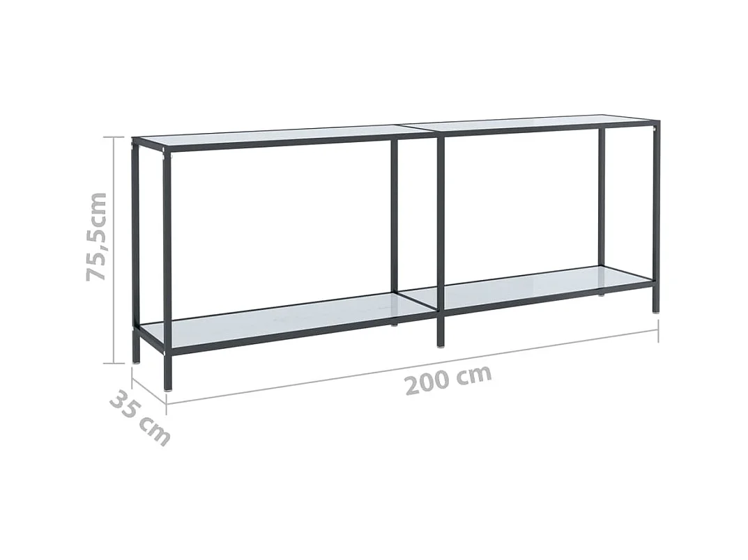 Wandtafel 200x35x75,5 cm gehard glas wit