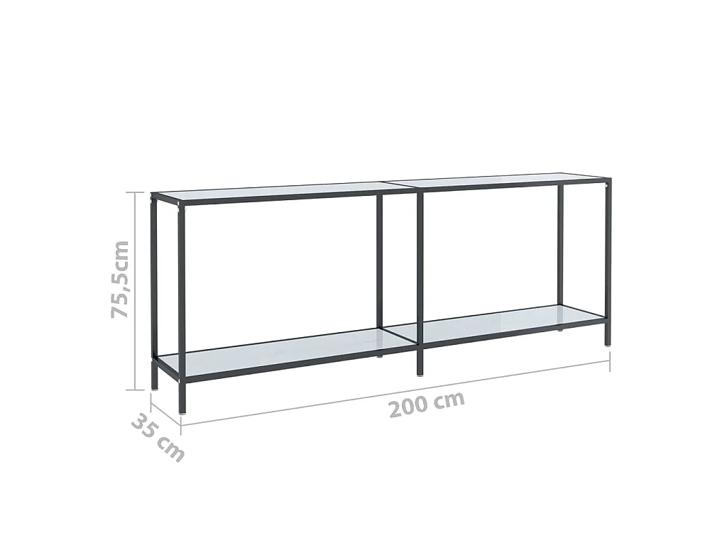 Mesa consola vidrio templado blanco 200x35x75,5 cm