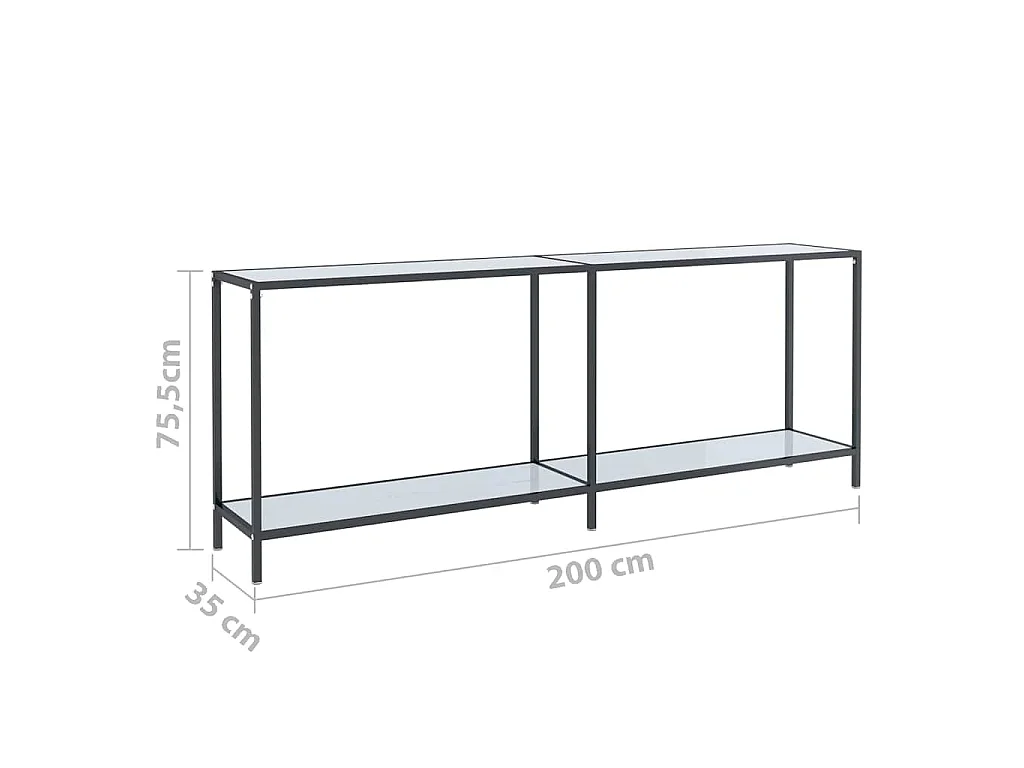 Wandtafel 200x35x75,5 cm gehard glas wit
