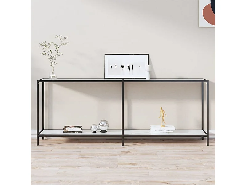 Table console Blanc 200x35x75,5 cm Verre trempé