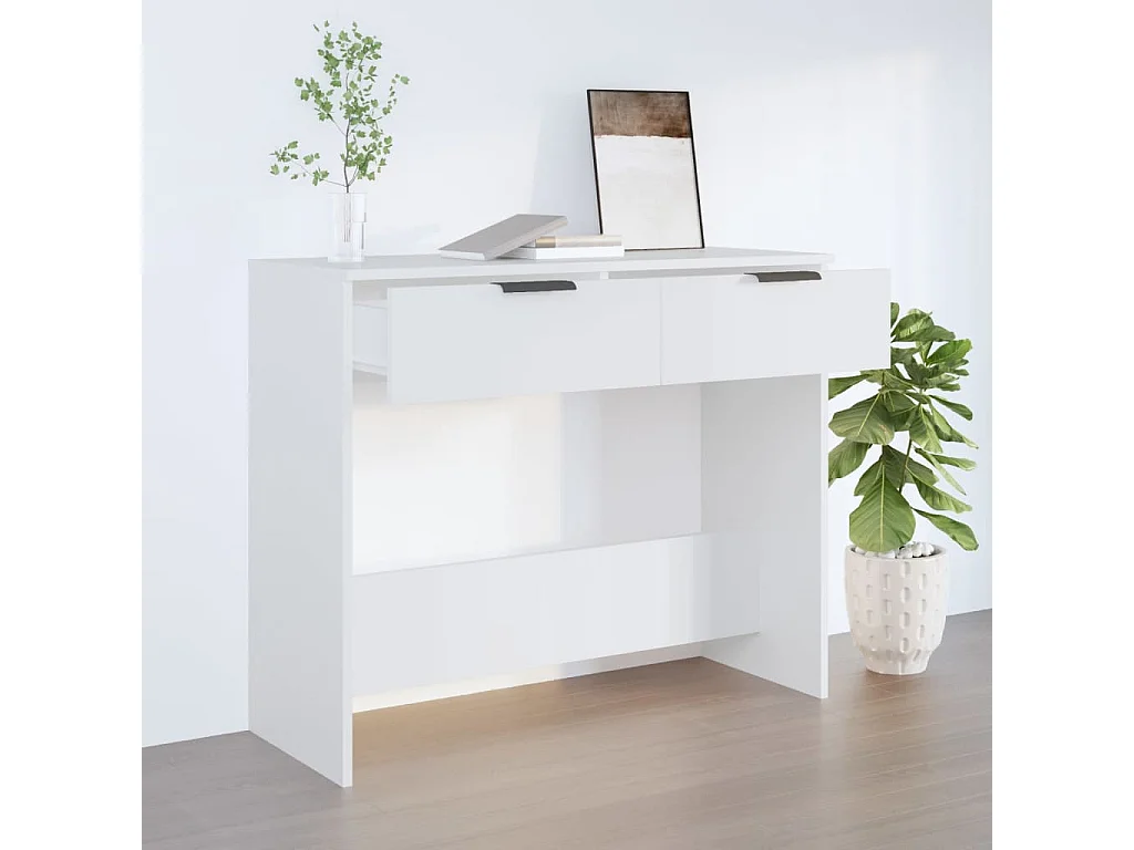 Mesa consola de madera contrachapada blanco 90x36x75 cm