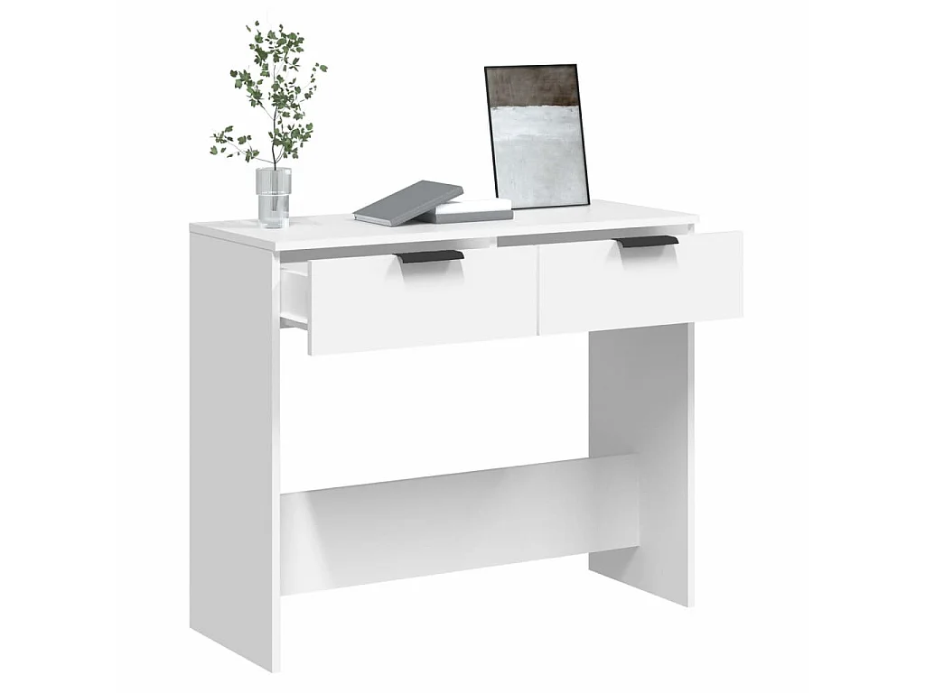 Mesa consola de madera contrachapada blanco 90x36x75 cm