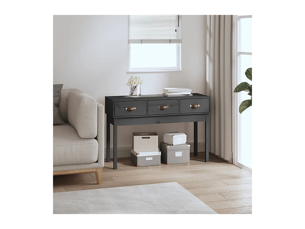 Table console Gris 114x40x75 cm Bois massif de pin