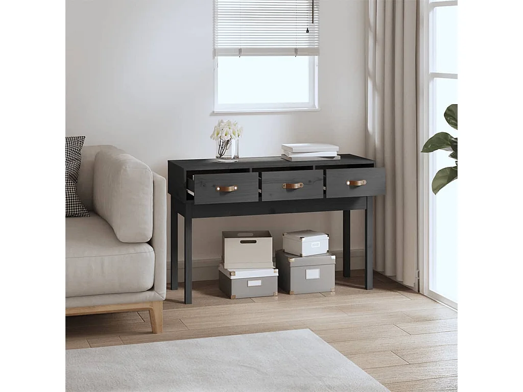 Table console Gris 114x40x75 cm Bois massif de pin