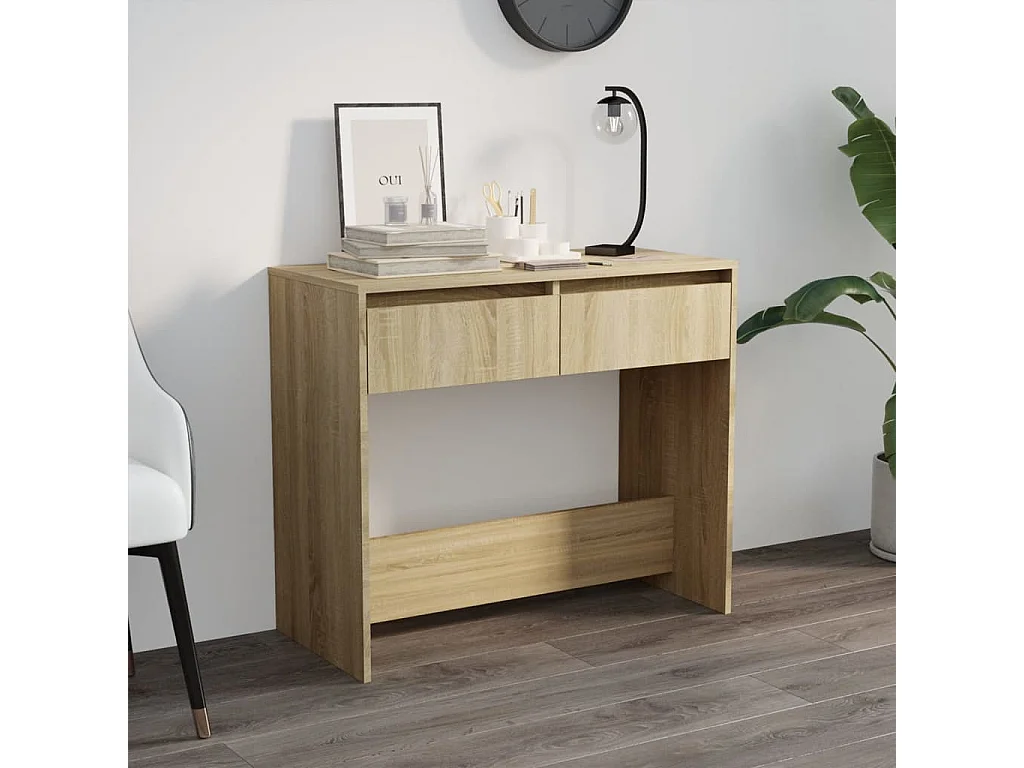 Tavolo Consolle Rovere Sonoma 89x41x76,5 cm in Acciaio
