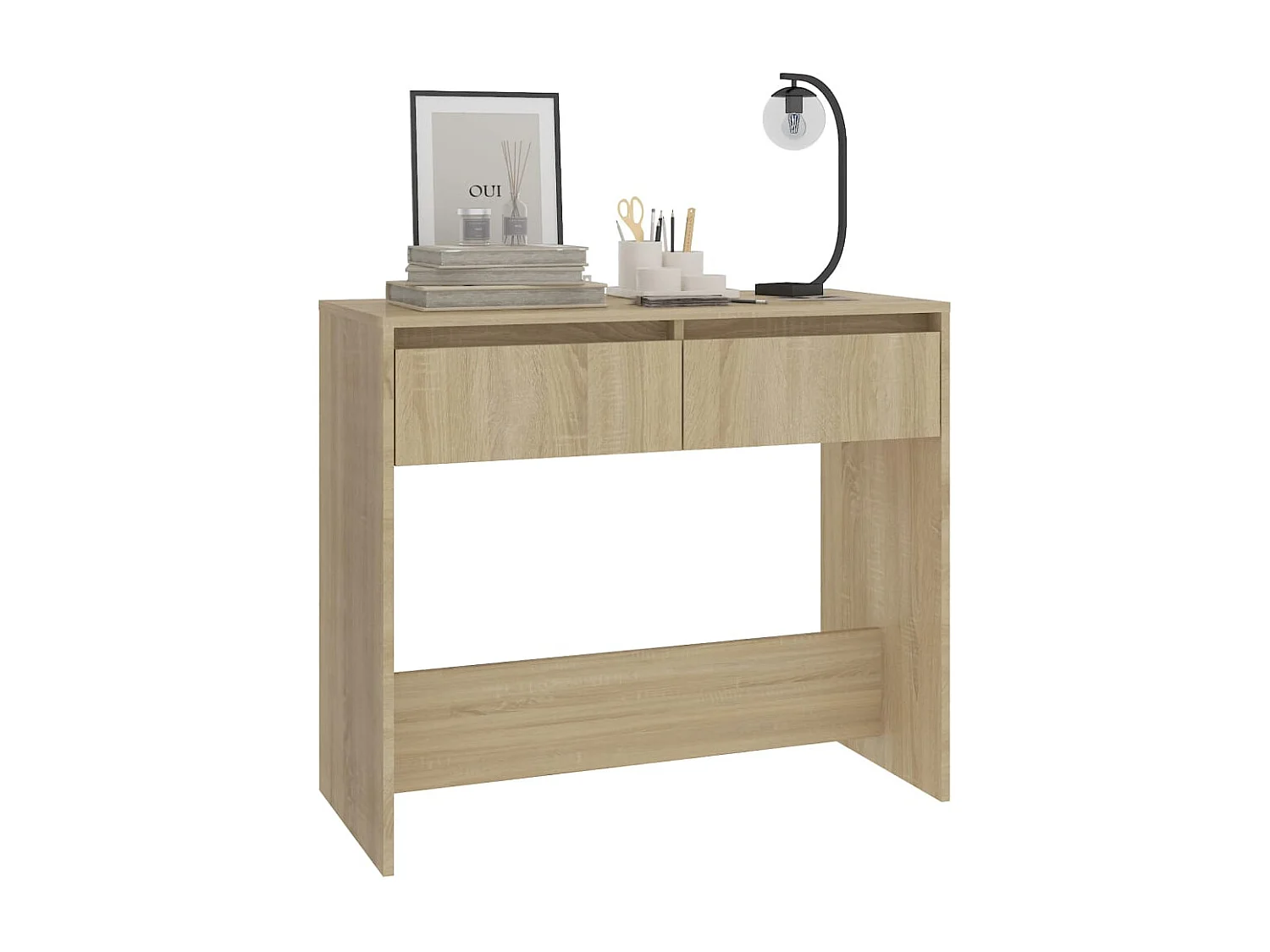 Tavolo Consolle Rovere Sonoma 89x41x76,5 cm in Acciaio