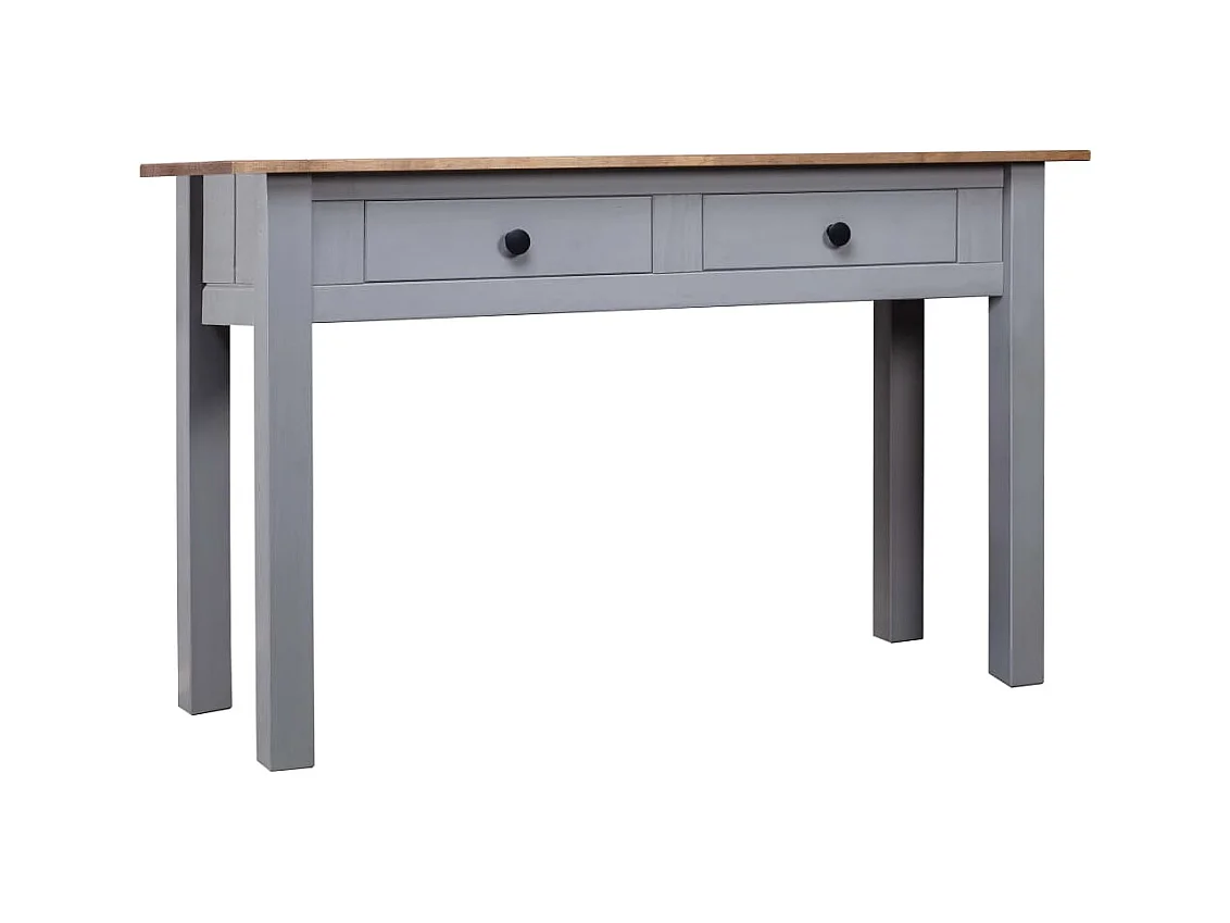 Tavolo Consolle Grigio 110x40x72 cm Legno Massello Pino Panama